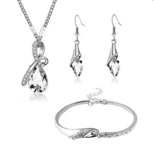 Bridal Rhinestone Necklace Earrings Bracelet SET